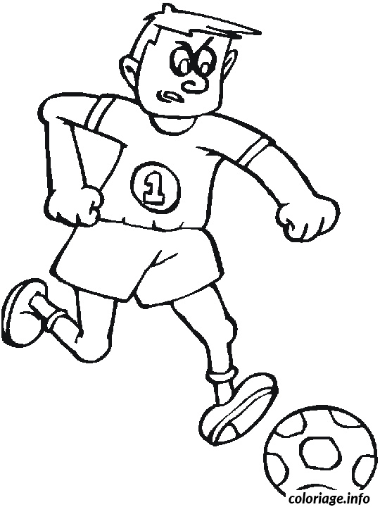 joueur de foot avec un ballon coloriage dessin 7726