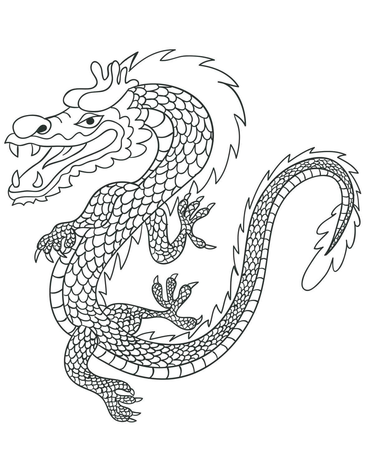 danse dragon chinois coloriage pour adulte