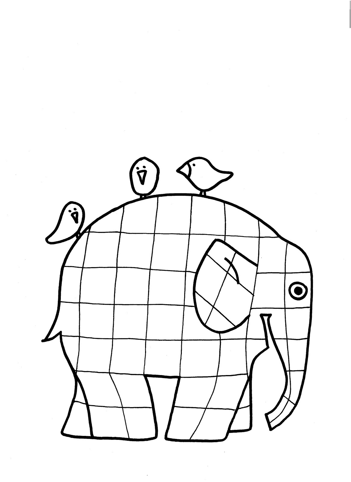 elmer patchwork elephant coloring page