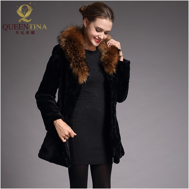 thjws Manteau Laveur Femelle Noir Fourrure Femmes Peau Moutons Long Tonte Luxe Raton Véritable Collier Des Les Naturel Mouton Fourrures De Pour VGzSUMqp