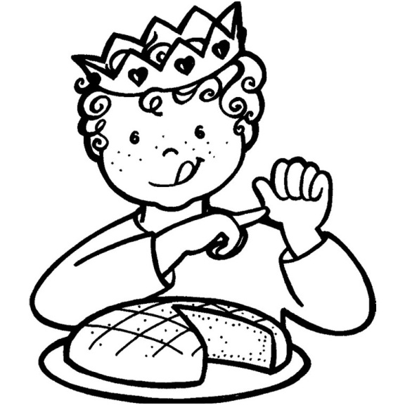 coloriage garcon mange une galette des rois