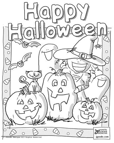 4 picture of happy halloween coloring