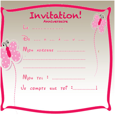 carte invitation anniversaire gratuite