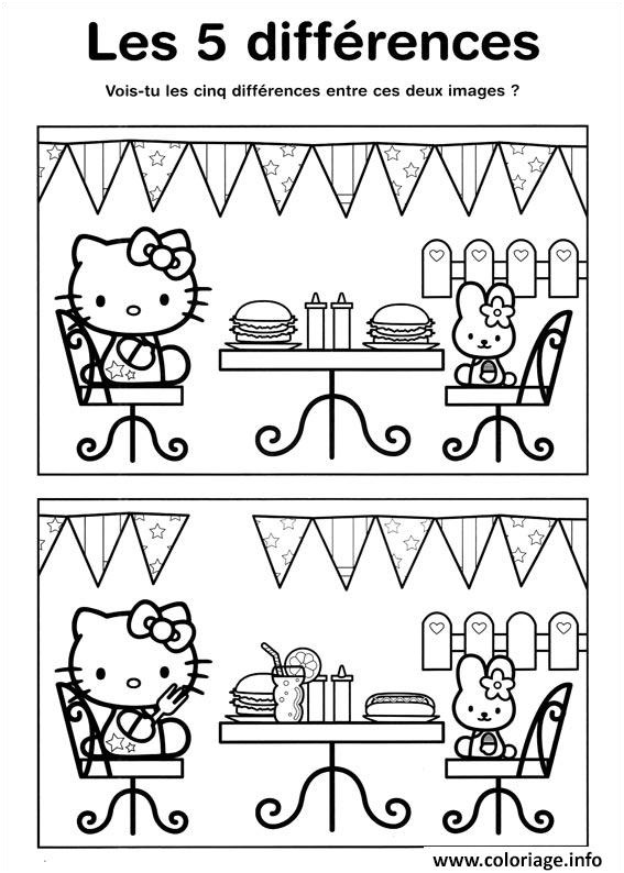 jeux a imprimer difference hello kitty coloriage