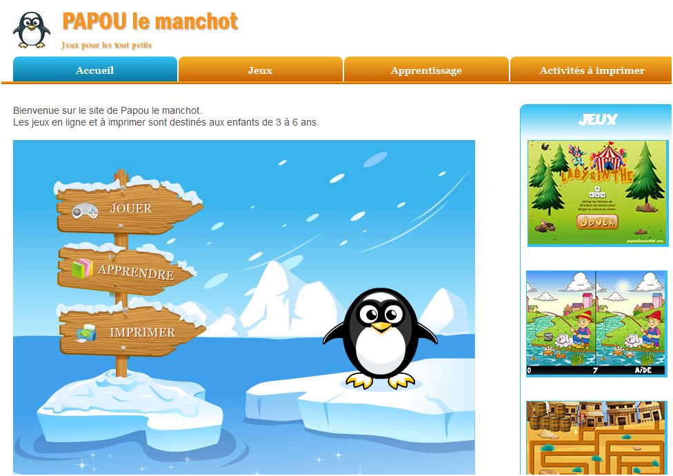 site de jeux en ligne ou imprimer papou