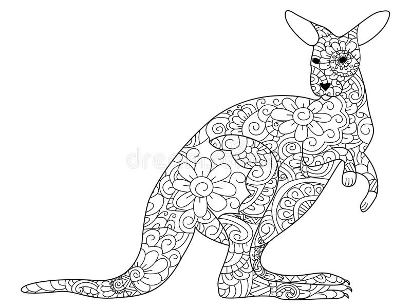 illustration stock vecteur de livre de coloriage de kangourou pour des adultes image