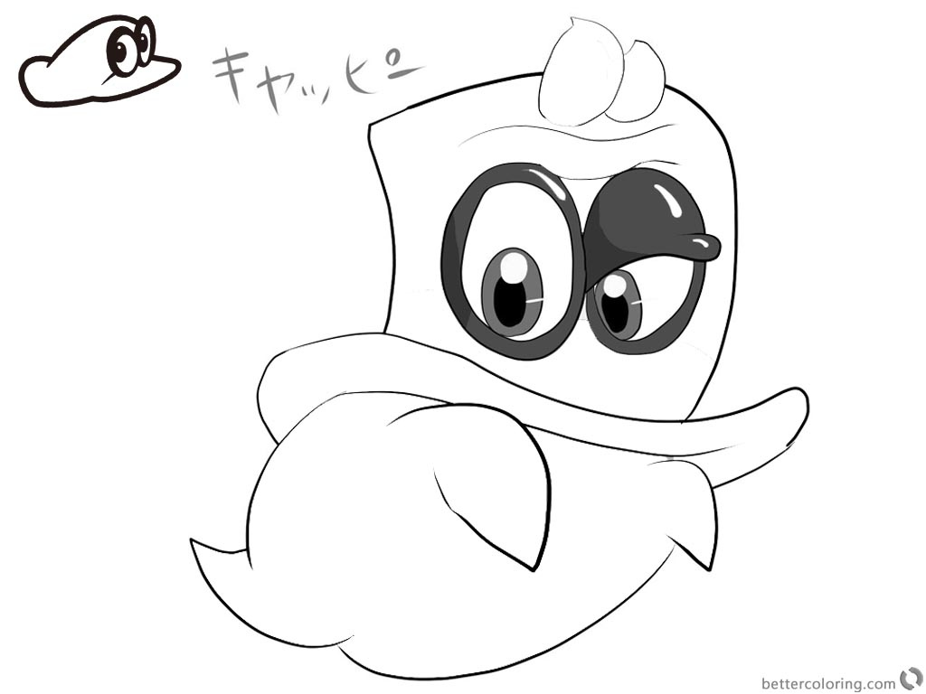 super mario odyssey coloring pages new character ghost hat