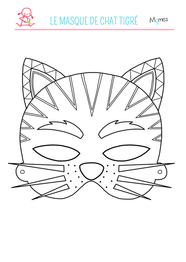 Le masque de chat tigre a colorier
