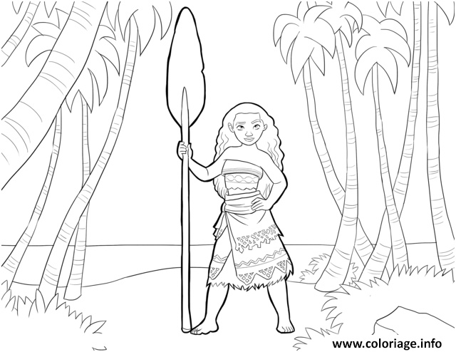vaiana moana disney in the forest coloriage