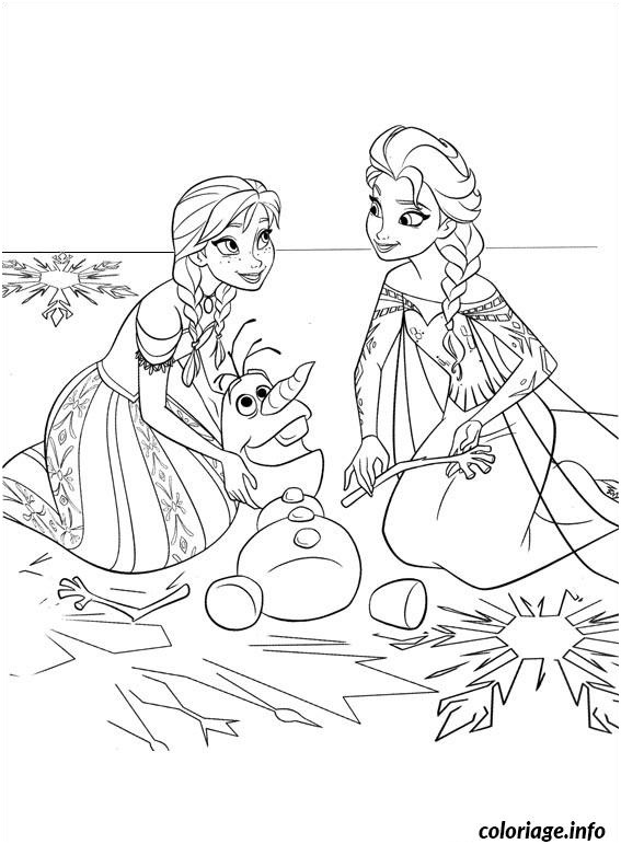 anna elsa avec olaf coloriage 1507