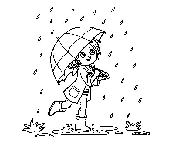 fille avec le parapluie sous la pluie