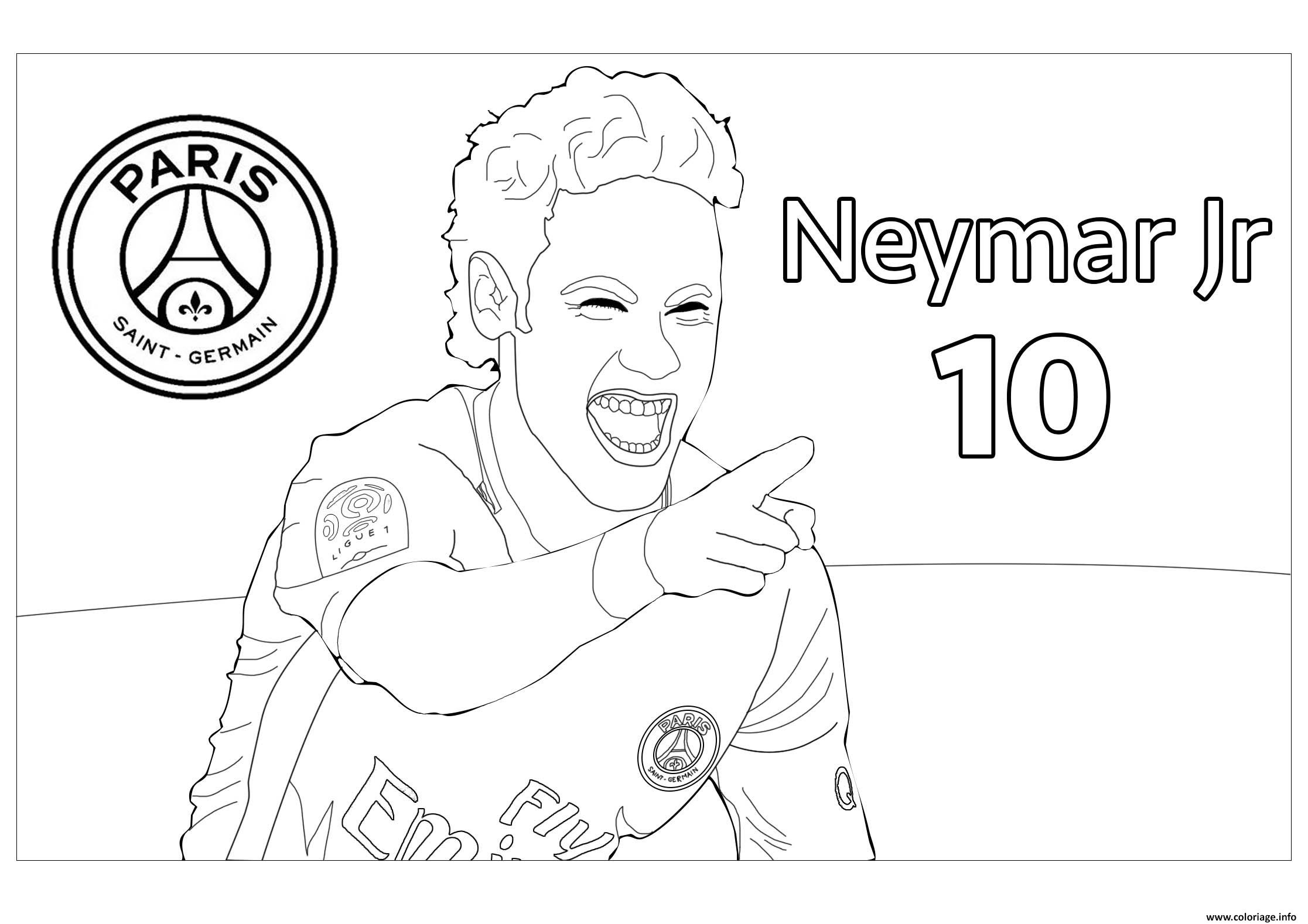 joueur de foot neymar jr psg coloriage