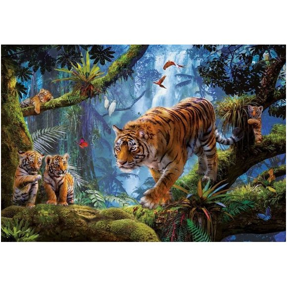 otto puzzle adulte tigre et bebes tigres dans la foret 1000 pieces animaux sauvages educa