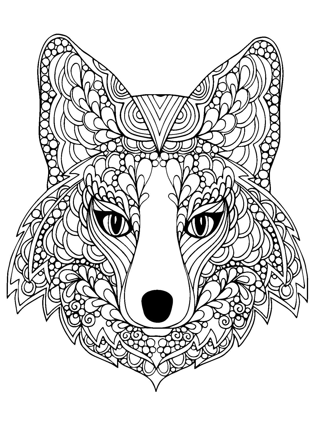 coloriage adulte renard unique coloring page beutiful fox head free to print fox miscl