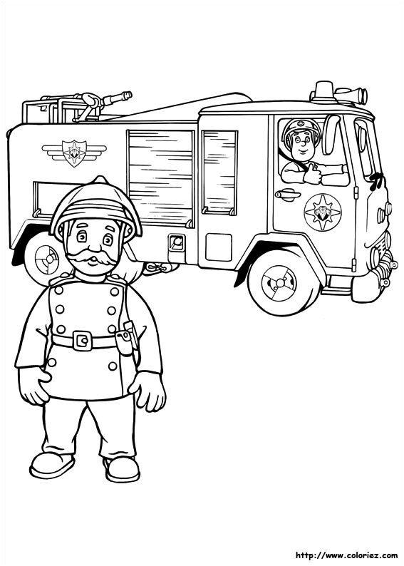 coloriage de sam le pompier partant en mission