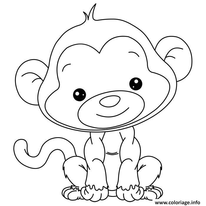 adorable petit singe pour enfant coloriage