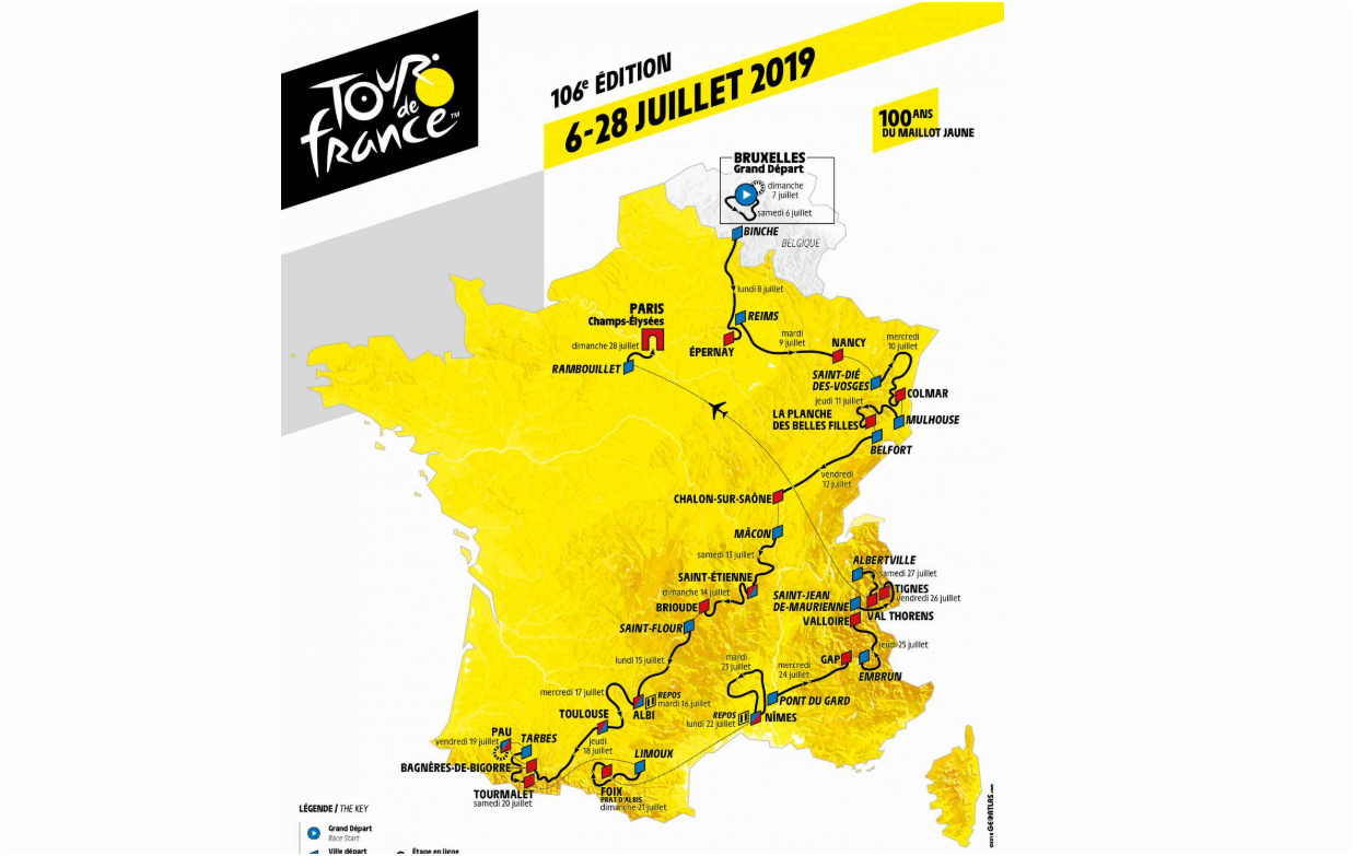 parcours tour de france 2019 programme carte etape depart belgique