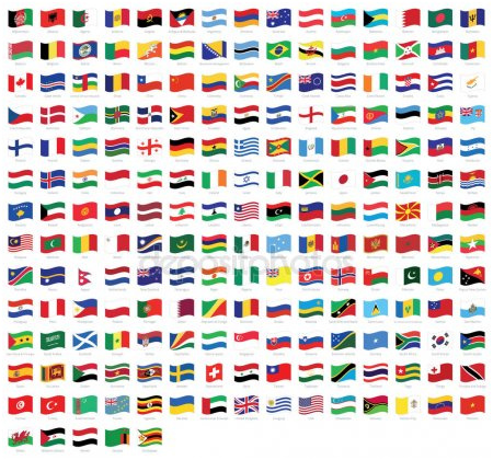 stock illustration all national flags world names