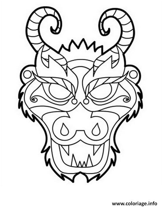 dragon masque tete coloriage dessin