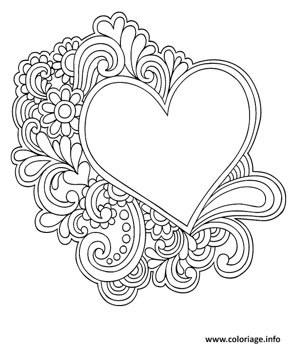 mandala coeur simple amour coloriage dessin