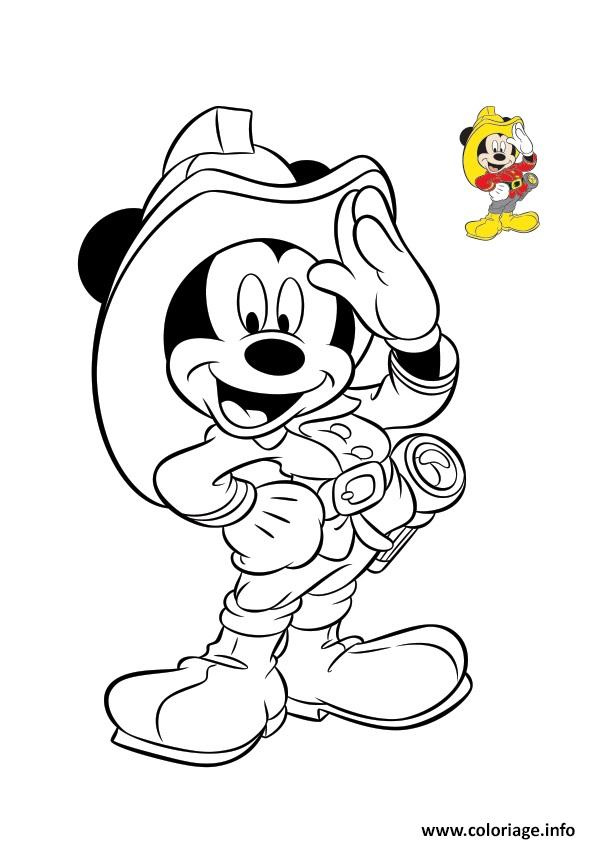 mickey mouse pompier coloriage dessin