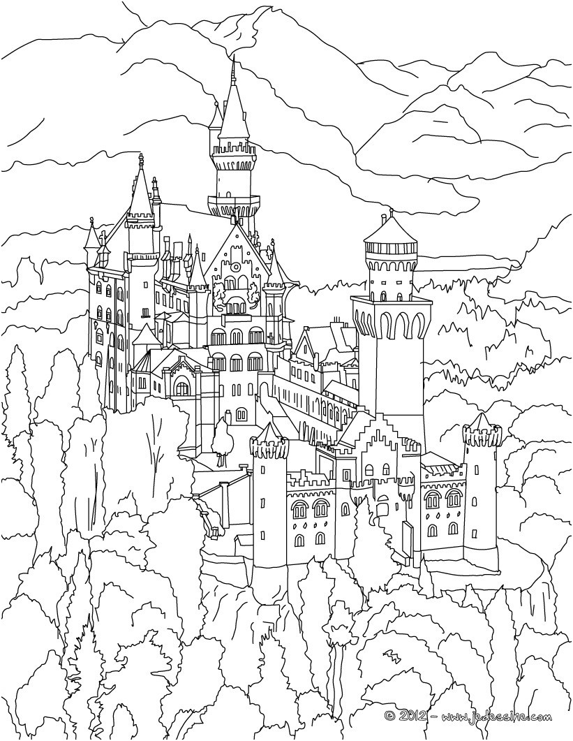 coloriage du chateau de neuschwanstein en allemagne