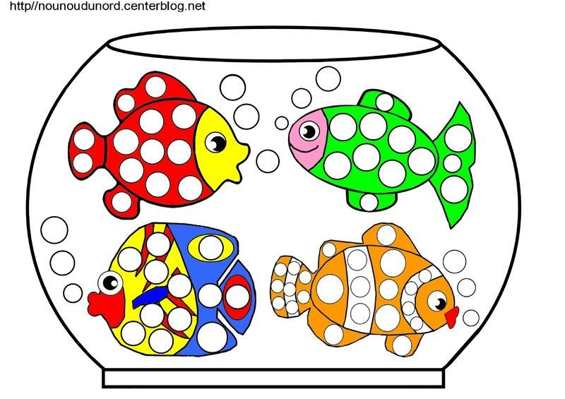 4382 bocal a poissons a colorier