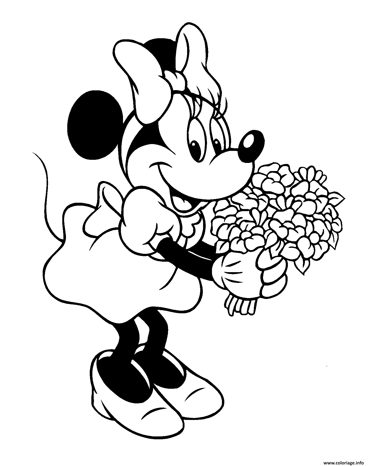 minnie mouse bouquet de fleurs disney coloriage dessin