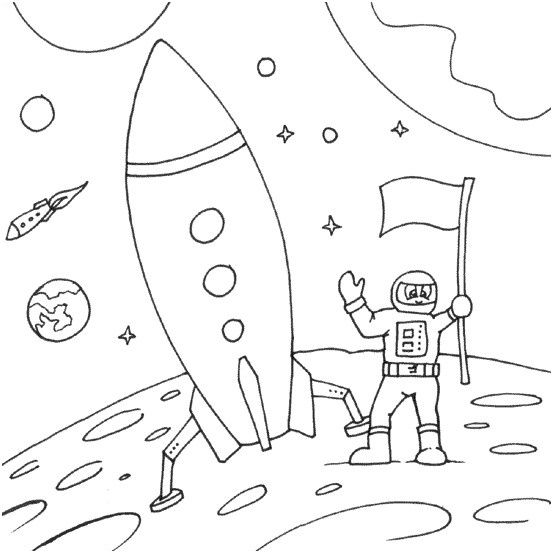 cosmonaute sur la lune dessin enfant