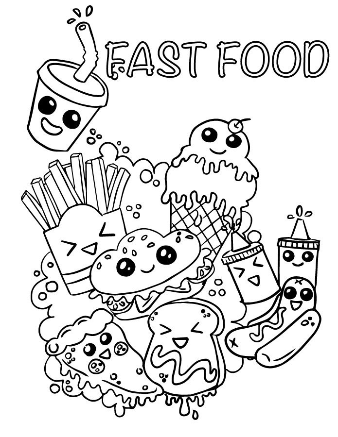 coloriage emoji fast food adorable a imprimer
