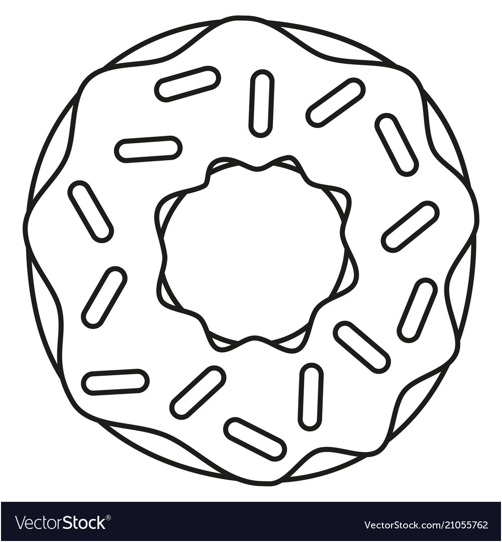 line art black and white donut vector