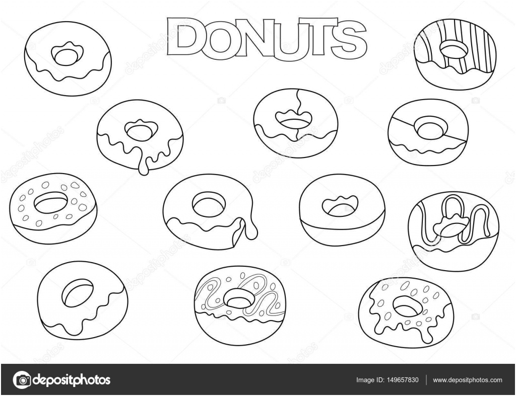 stock illustration donuts elements hand drawn set