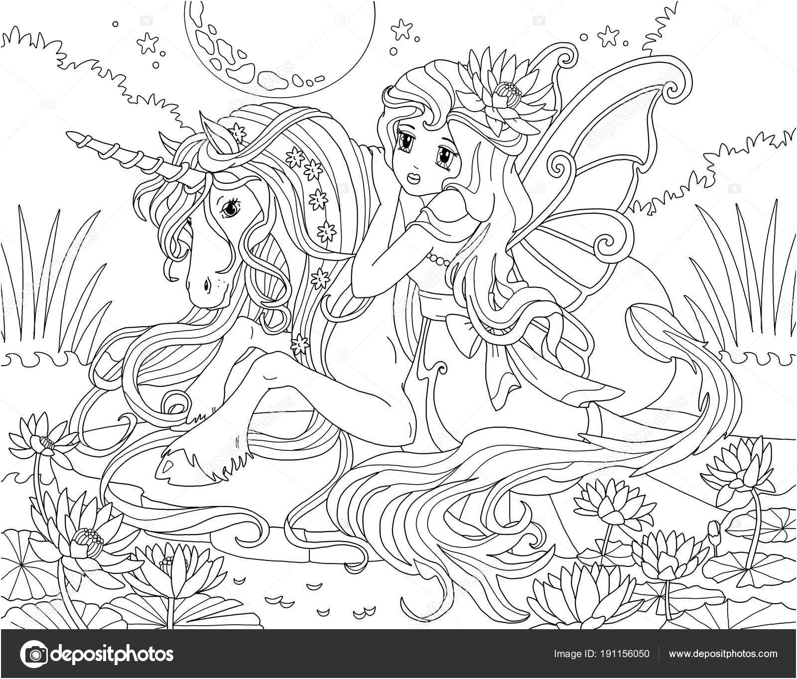 stock photo coloring page unicorn princess