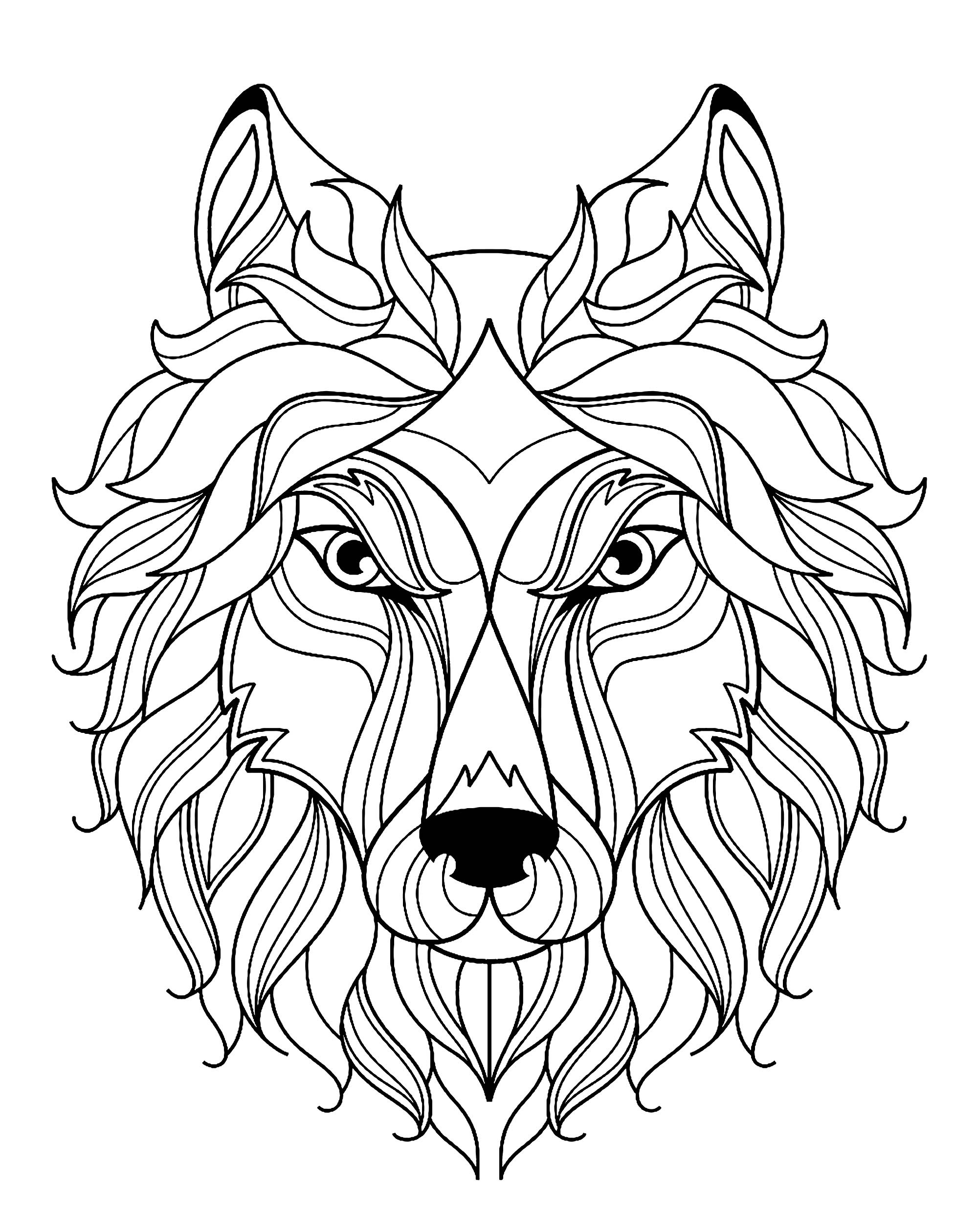 wolf image=wolf Coloring pages for children JustColor kids wolf 1