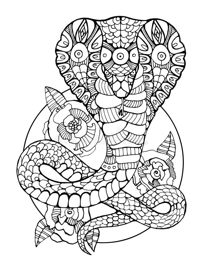 illustration stock livre de coloriage de serpent de cobra pour des adultes image