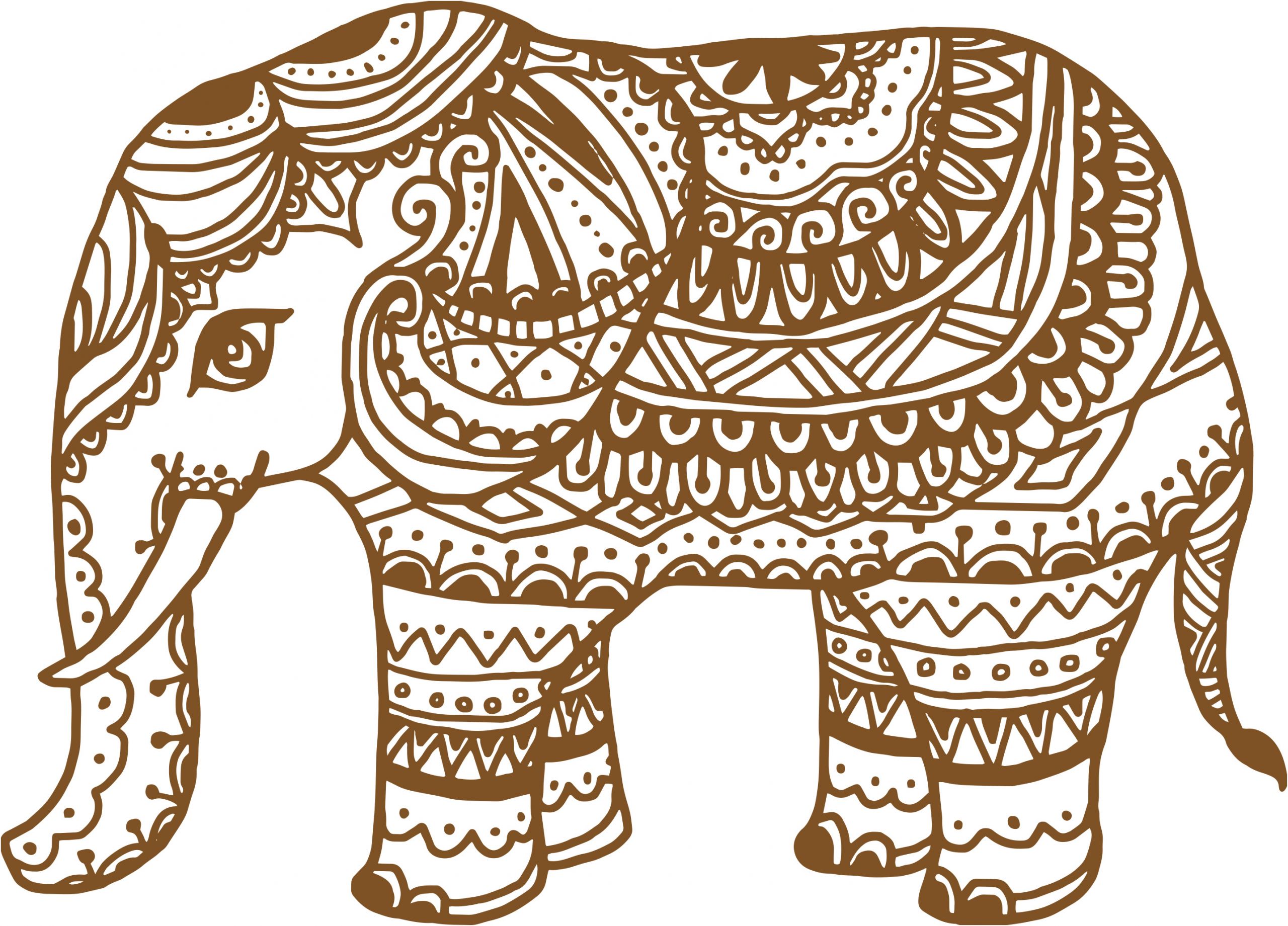 coloriage gratuit elephant tattouage henna