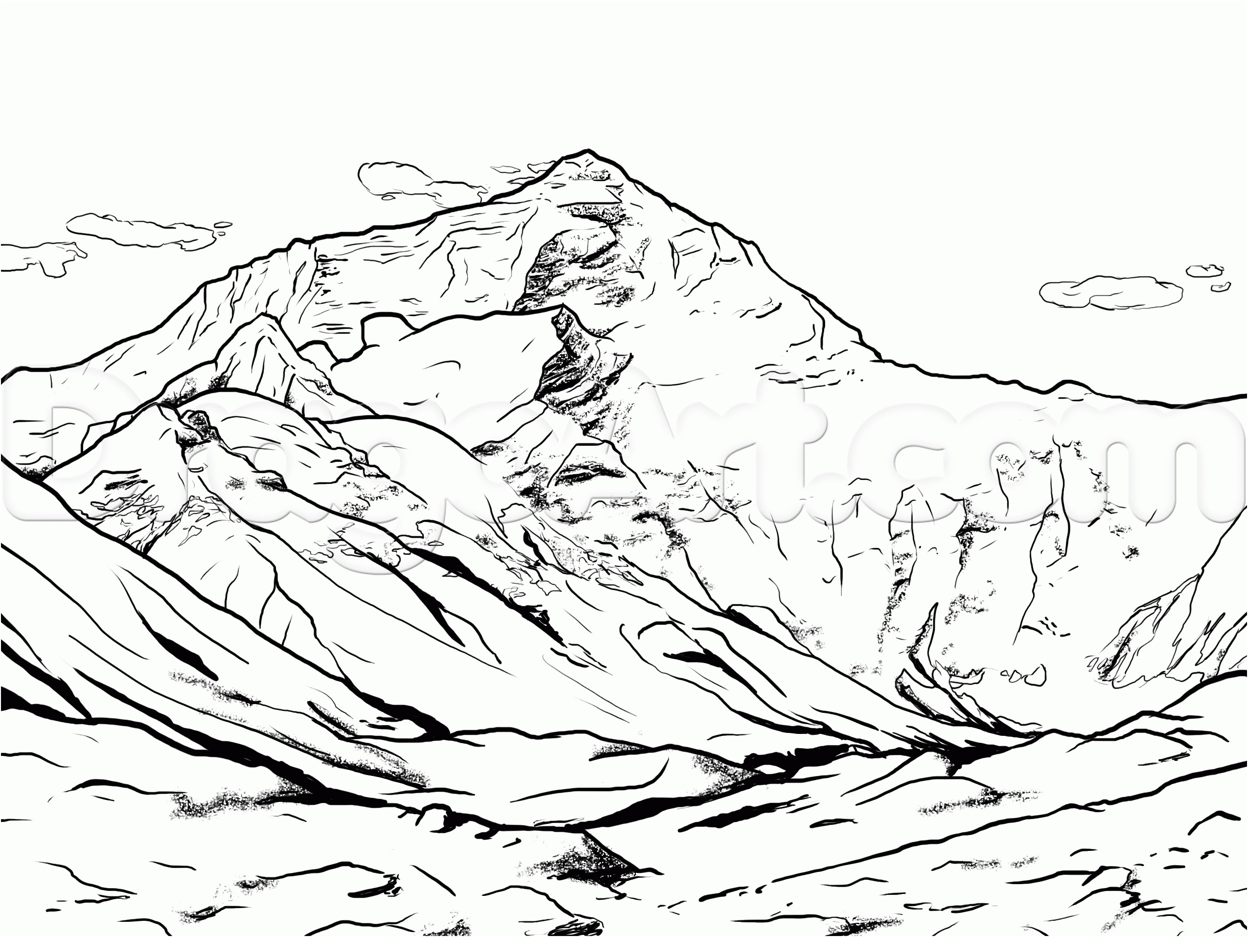 how to draw mount everest