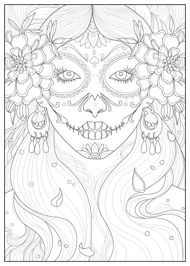 image=anti stress Coloring page adult days of the dead by Juline 3