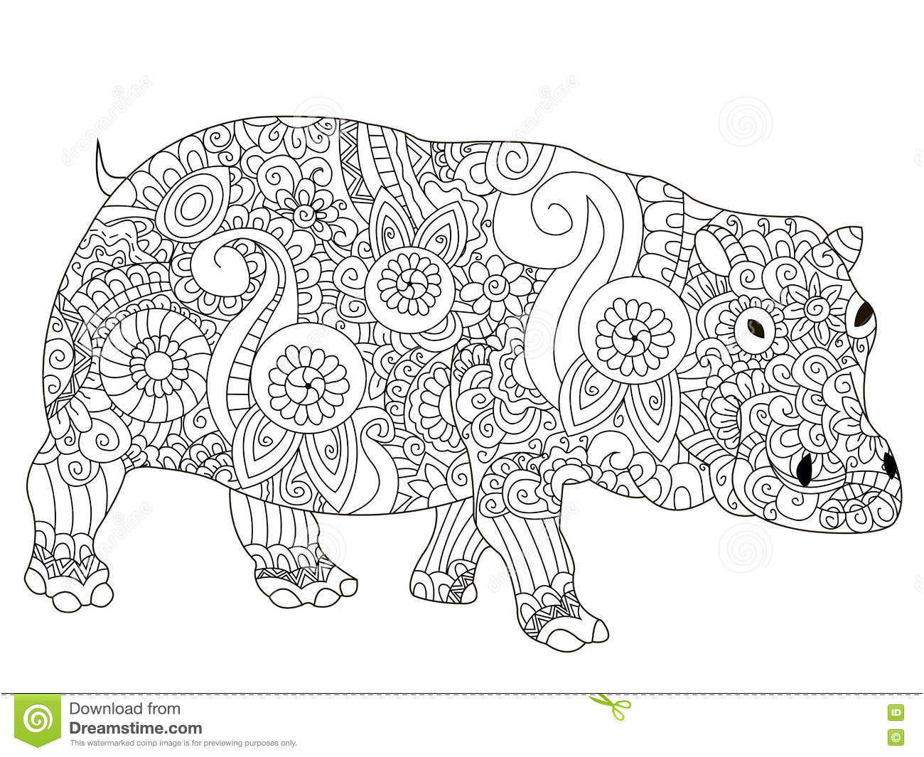 illustration stock vecteur de livre de coloriage d hippopotame pour des adultes image