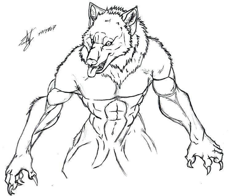dessin de loup garou