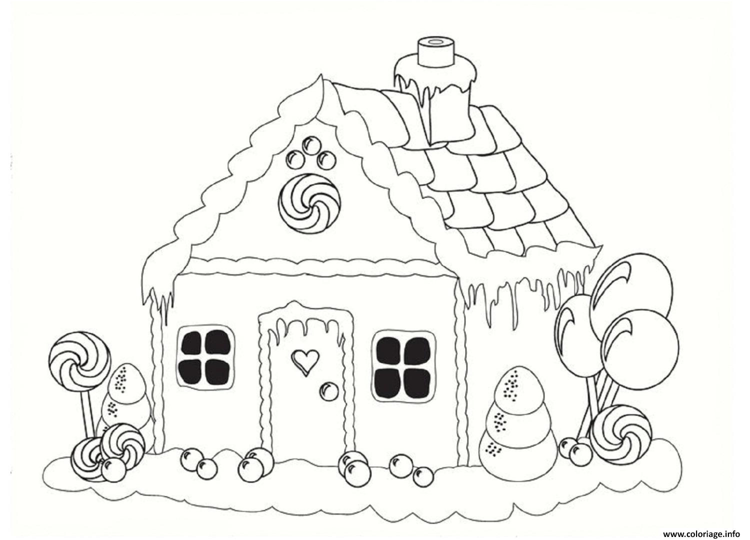 maison pain depice noel neige coloriage dessin