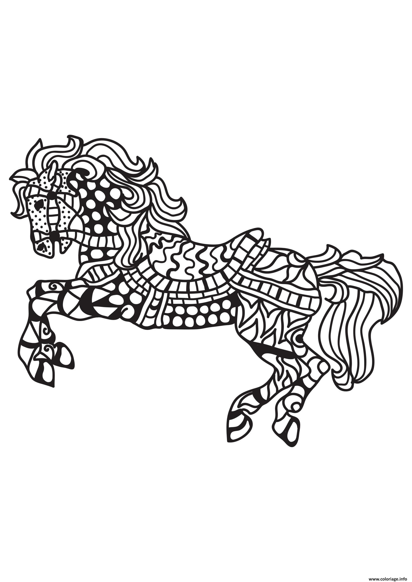 adulte cheval mandala 3 coloriage dessin