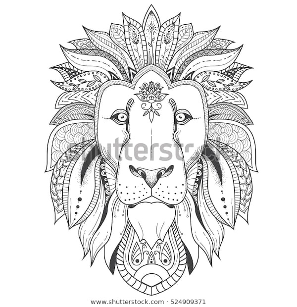 vector illustration lion tribal mandala patterns