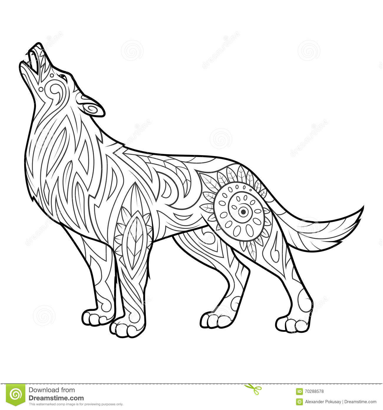 stock illustratie wolfs kleurend boek voor volwassenenvector image
