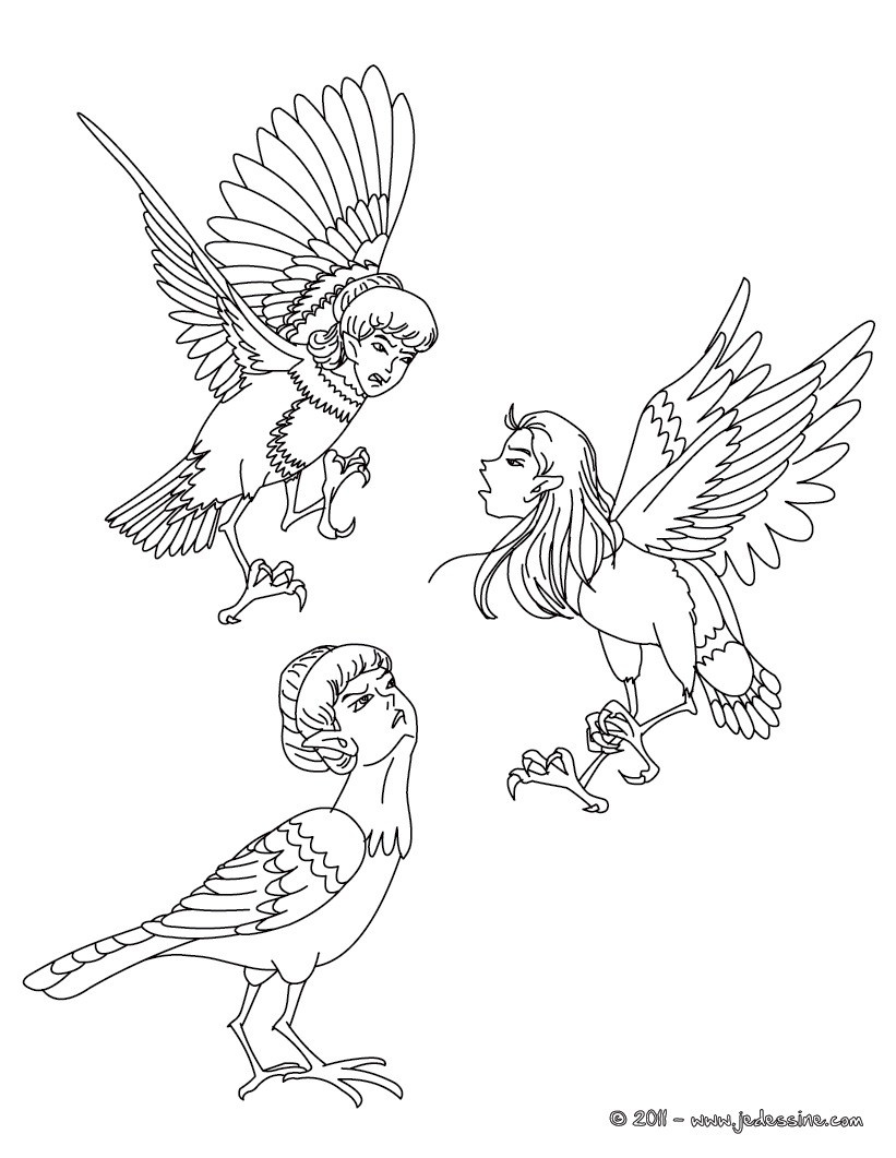 coloriage les 3 harpies