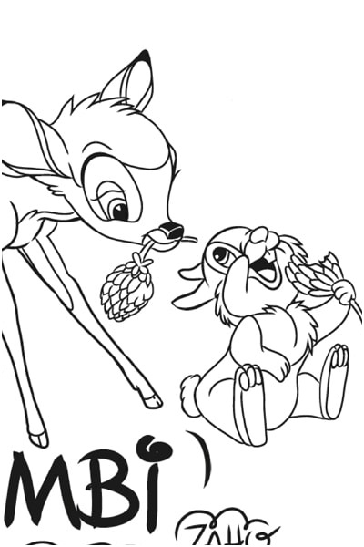 coloriage les amis panpan et bambi
