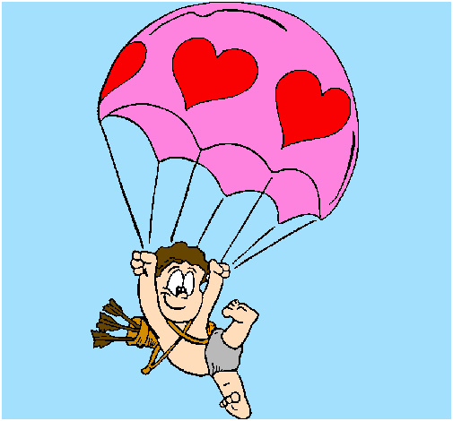 cupidon en parachute colorie par oriana