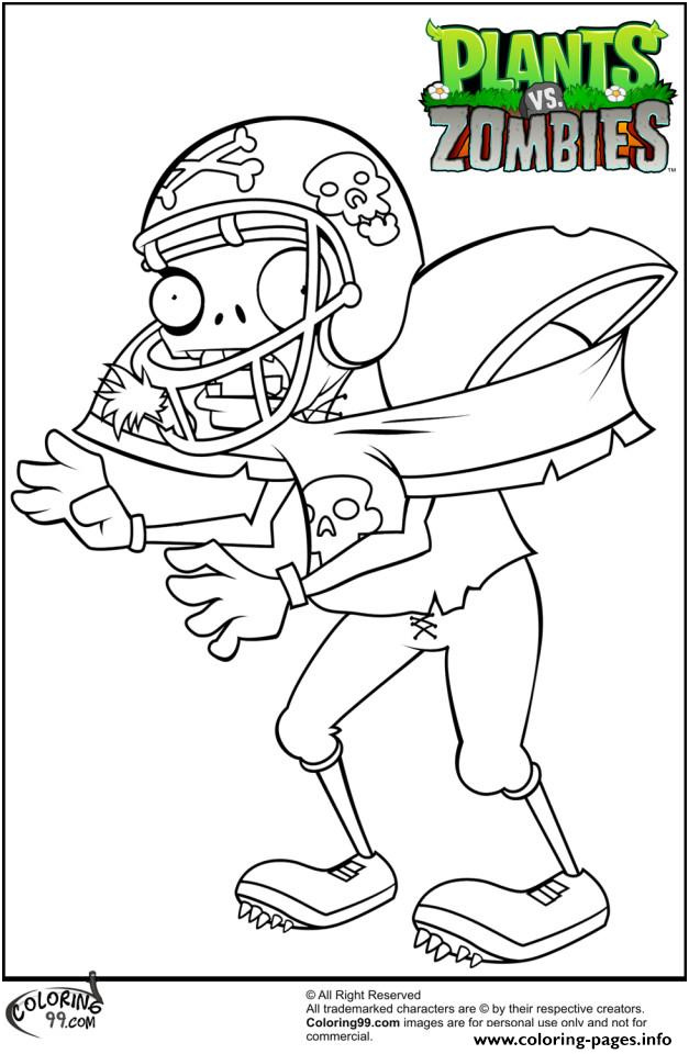 football player plants vs zombies printable coloring pages book