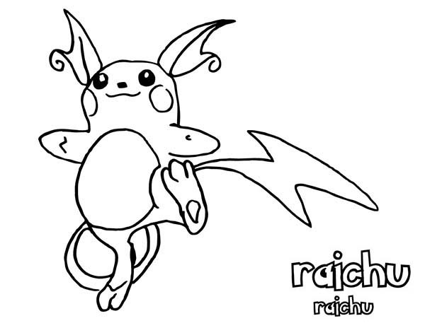 awesome pokemon raichu coloring page
