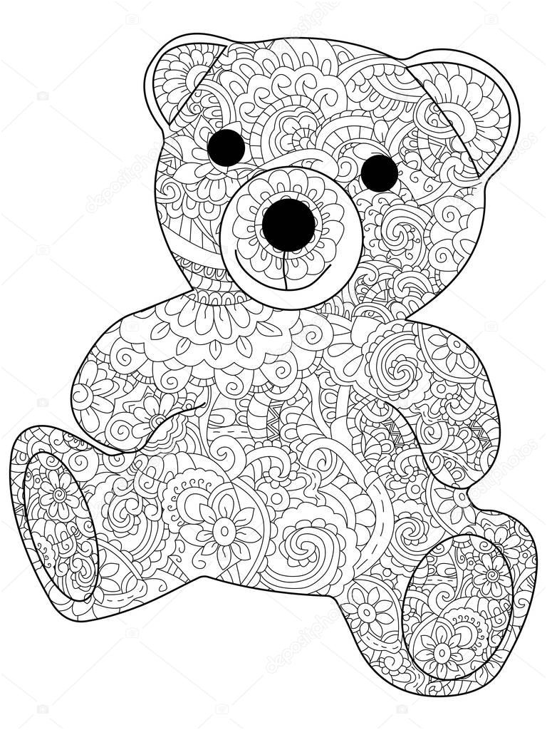 stock illustration plush toy bear coloring vector